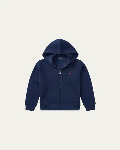 Polo Ralph Lauren Boy's Knitted Fleece Hoodie In Refined Navy