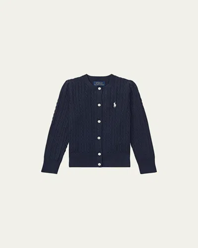 Polo Ralph Lauren Girl's Cable-knit Ribbed Cardigan In Refined Navy