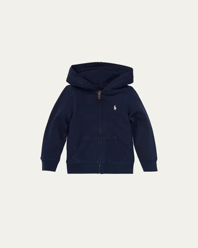 Polo Ralph Lauren Girl's Drapey Terry Zip Hoodie In Refined Navy