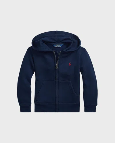 Polo Ralph Lauren Cotton Jersey Zipped Hoodie In Refined Navy