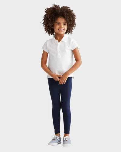 Polo Ralph Lauren Girl's Stretch Cotton Logo Embroidered Leggings In Refined Navy