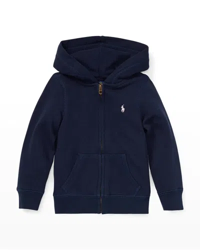 Polo Ralph Lauren Girl's Drapey Terry Zip Hoodie In Refined Navy