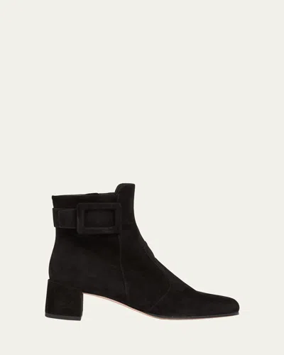 Roger Vivier Trs Vivier Suede Ankle Boots In Black