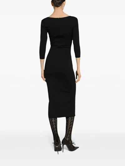Dolce & Gabbana Black Milano Midi Dress In Black