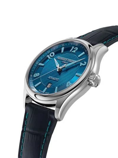 Frederique Constant Men's Swiss Automatic Runabout Blue Leather Strap Watch 42mm In Blue