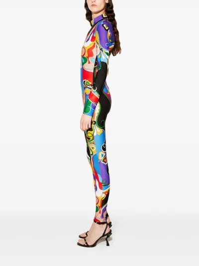 Pucci Padded Mock Neck Jumpsuit In Blue