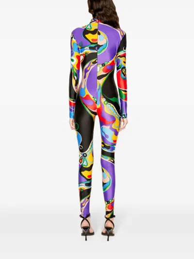 Pucci Padded Mock Neck Jumpsuit In Blue