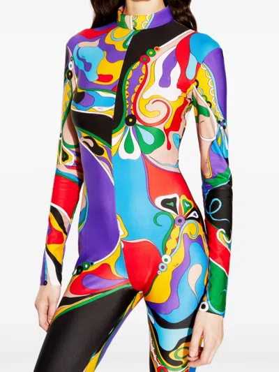 Pucci Padded Mock Neck Jumpsuit In Blue