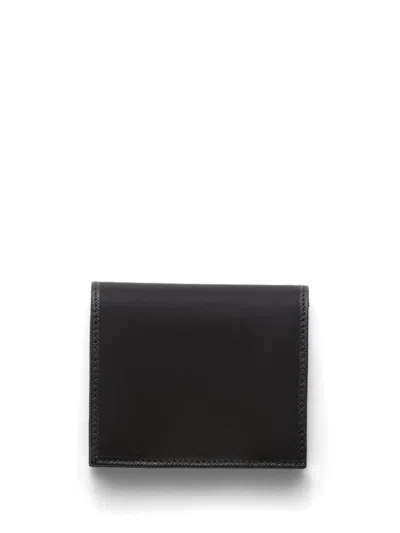 Prada Logo Plaque Saffiano Leather Cardholder In Black
