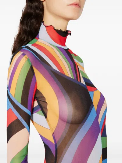 Pucci Semi-sheer Tulle Jumpsuit In Blue