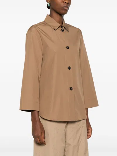 Max Mara Cotton Shirt In Brown