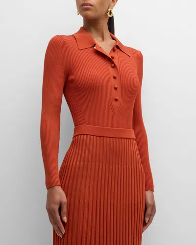 Shop Zimmermann Long-sleeve Polo Top In Spice