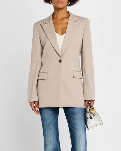 Shop Derek Lam 10 Crosby Nico Single-breasted Longline Blazer In French Grey