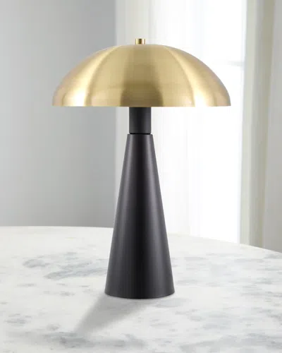 Surya Domea 20" Hand-painted Table Lamp With Metal Shade In Black/brass