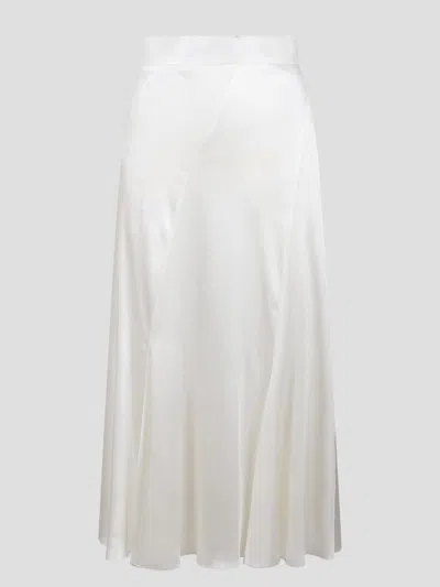 Shop Alberta Ferretti Satin Skirt In White