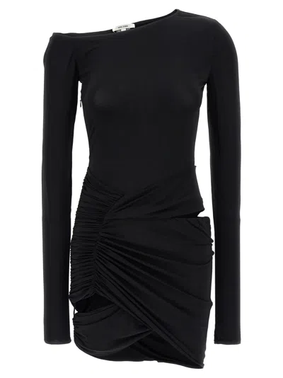 Nensi Dojaka Asymmetric-neck Mini Dress In Black