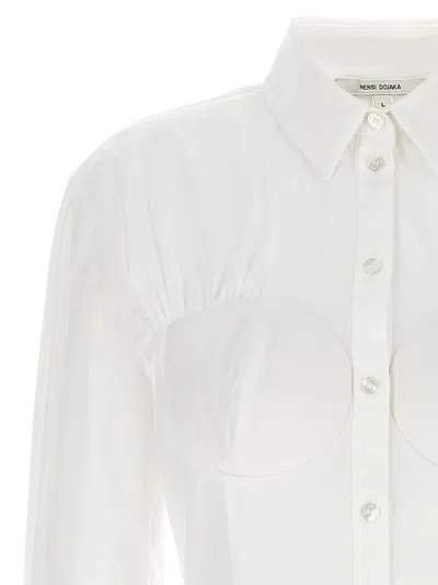 Nensi Dojaka Cotton Corseted Longline Shirt In White