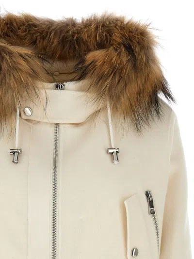 Shop P.a.r.o.s.h Short Parka With Fur Coat In White