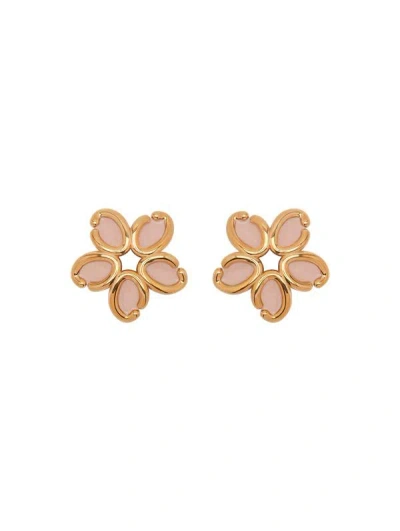 Oscar De La Renta Enamel O Flower Earrings In Rose