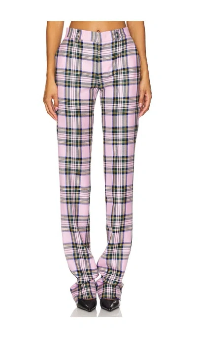 Area Checked Trousers In Pink