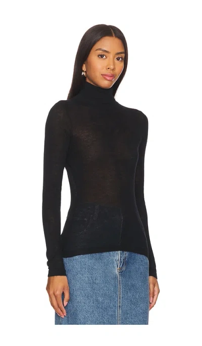 Autumn Cashmere Second Skin Sheer Mock In Black