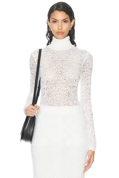 Gabriela Hearst Meret Turtleneck Lace Net Sweater In Ivory