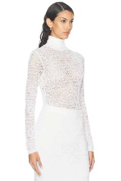 Gabriela Hearst Meret Turtleneck Lace Net Sweater In Ivory