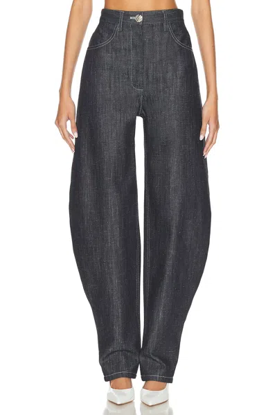 Matthew Bruch High-waist Barrel Jeans In Dark Denim