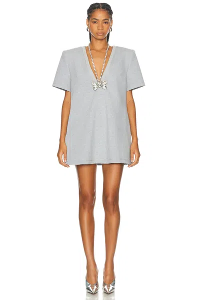 Area Crystal Butterfly V Neck T-shirt Dress Grey Melange In Grey Melange