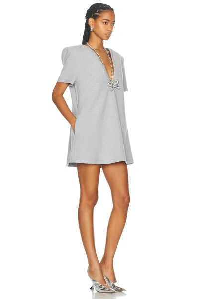 Area Crystal Butterfly V Neck T-shirt Dress Grey Melange In Grey Melange