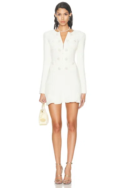Self-portrait Embellished Waffle-knit Minidress In Cream