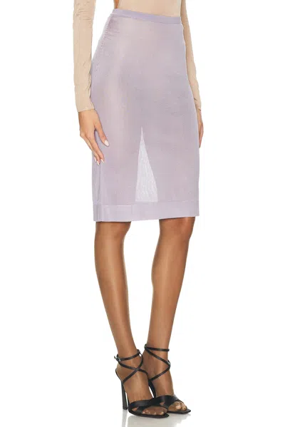 Saint Laurent Semi-sheer Wide Hem Pencil Skirt In Lilas Cendre