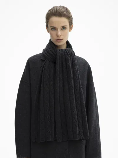 House Of Dagmar Ribbed Scarf In Graphite Grey