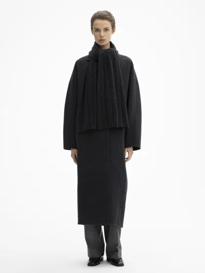 House Of Dagmar Ribbed Scarf In Graphite Grey