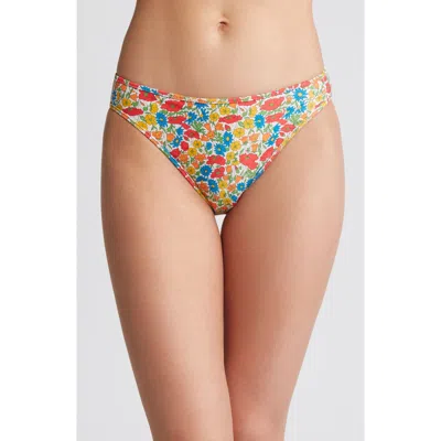 Nu Swim High Cut Bikini Bottoms In Red Multi