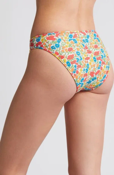 Nu Swim High Cut Bikini Bottoms In Red Multi