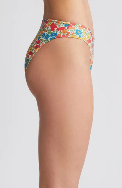 Nu Swim High Cut Bikini Bottoms In Red Multi