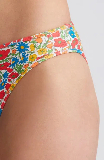 Nu Swim High Cut Bikini Bottoms In Red Multi