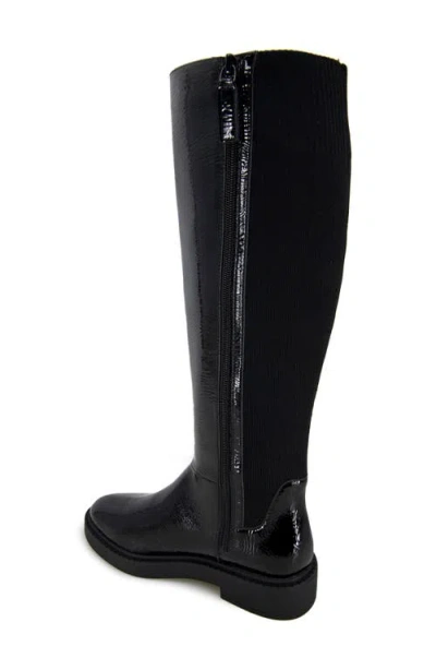 Andre Assous Viva Knee High Boot In Black Crinkle Patent