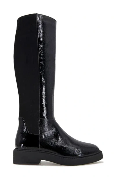 Andre Assous Viva Knee High Boot In Black Crinkle Patent