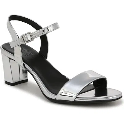 Naturalizer Bristol Ankle Strap Sandals In Silver Faux Leather