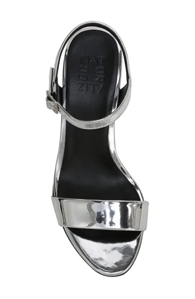 Naturalizer Bristol Ankle Strap Sandals In Silver Faux Leather