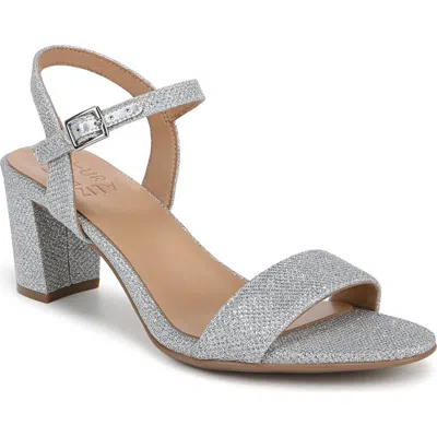 Naturalizer Bristol Ankle Strap Sandals In Silver Fabric