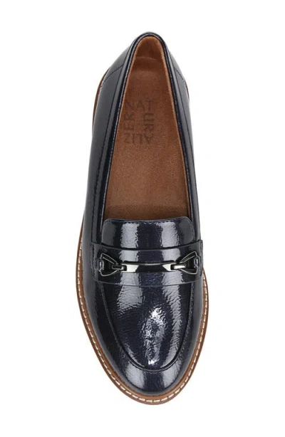 Naturalizer Elin Lug Sole Loafers In Midnight Blue Faux Leather