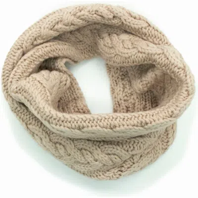 Portolano Cable Knit Merino Wool Infinity Scarf In Beige