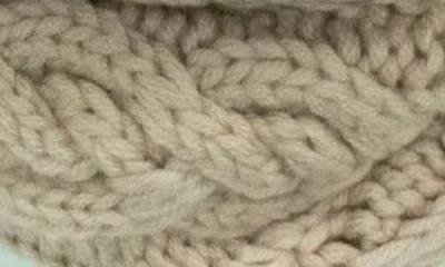 Portolano Cable Knit Merino Wool Infinity Scarf In Beige
