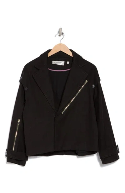 Patrizia Luca Boxy Zip Front Jacket In Black