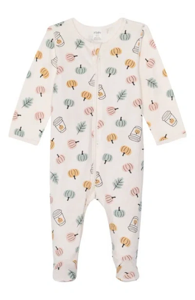 Pl Baby By Petit Lem 2-pack Assorted Footies In Pumpkin