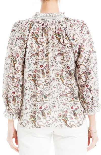 MAX STUDIO MAX STUDIO RUFFLE COLLAR PUFF SHOULDER TOP 