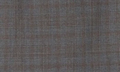 English Laundry Plaid Double Breasted Wool Blend Suit In Grey/brown Plaid
